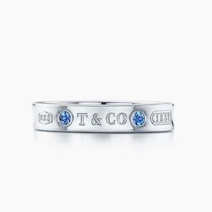 Tiffany & Co. Silver with Sapphire Narrow Ring